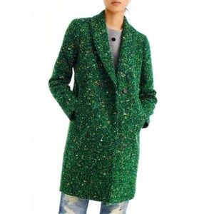 J. Crew Daphne topcoat in Green Italian tweed wool